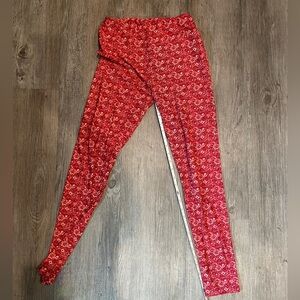 LuLaRoe Red Floral OS Leggings